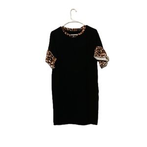Boutique style black & cheetah sleeve dress
